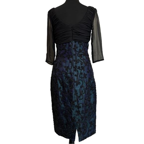 Stunning VTG Denise Hajjar Cocktail Dress Sheer Cowl Neck Beaded Timeless US S - Picture 2 of 9